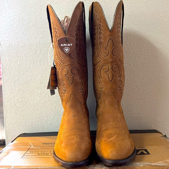Ariat Shoes - Ariat Brown Heeled Boots with Embroidered Design